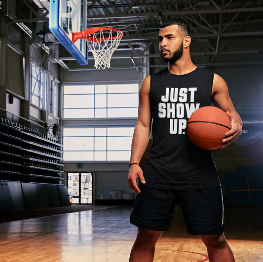 JUST SHOW UP. Muscle Shirt by GRFXN